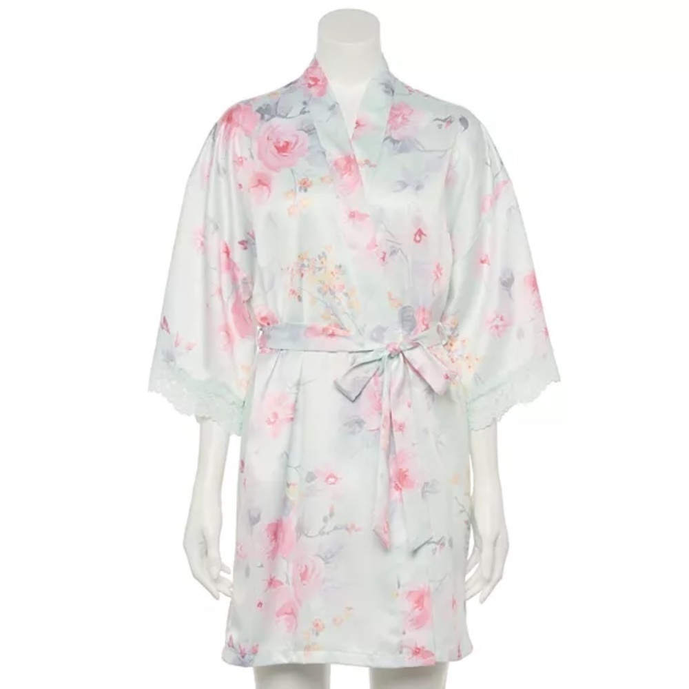New Women's Apt. 9 Women's Silky Floral Wrap Robe